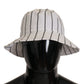 Elegant White Striped Bucket Hat