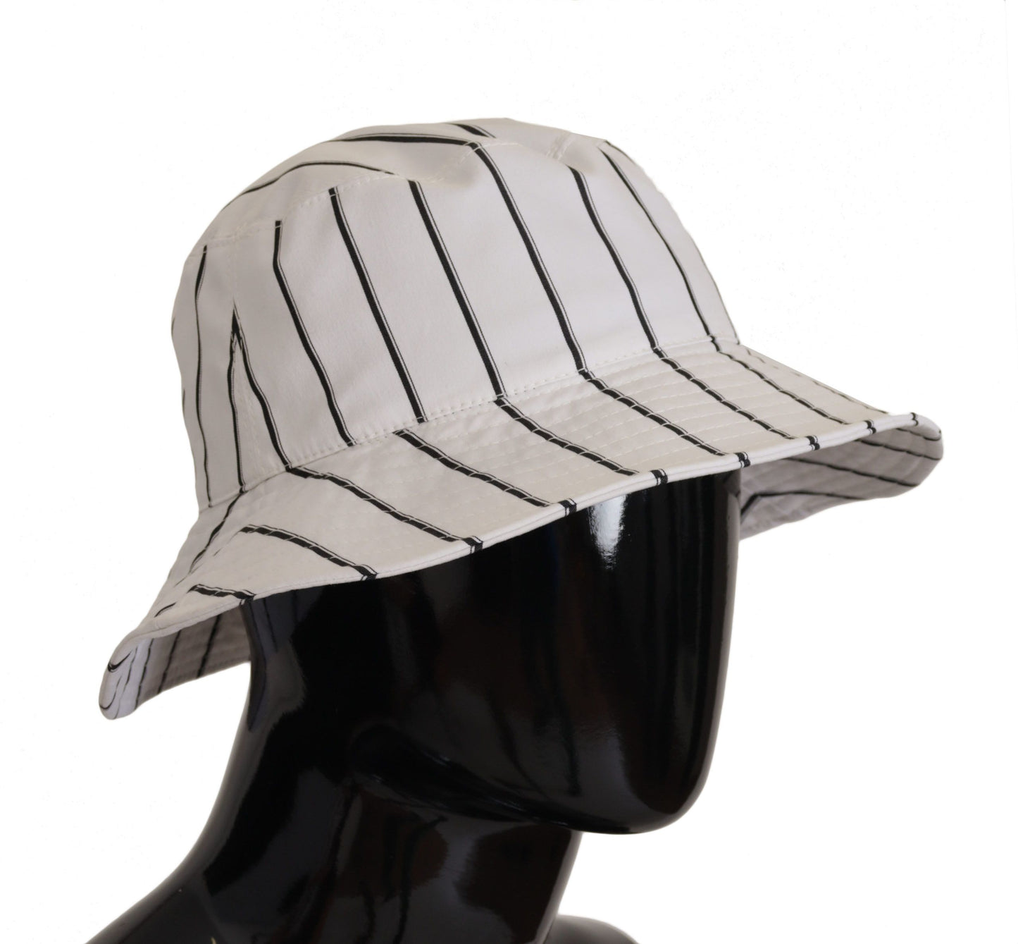 Elegant White Striped Bucket Hat