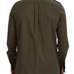 Green Cotton Stretch Long Sleeves Casual Shirt