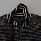 Multicolor Houndstooth Leather Bomber Jacket