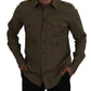 Green Cotton Stretch Long Sleeves Casual Shirt