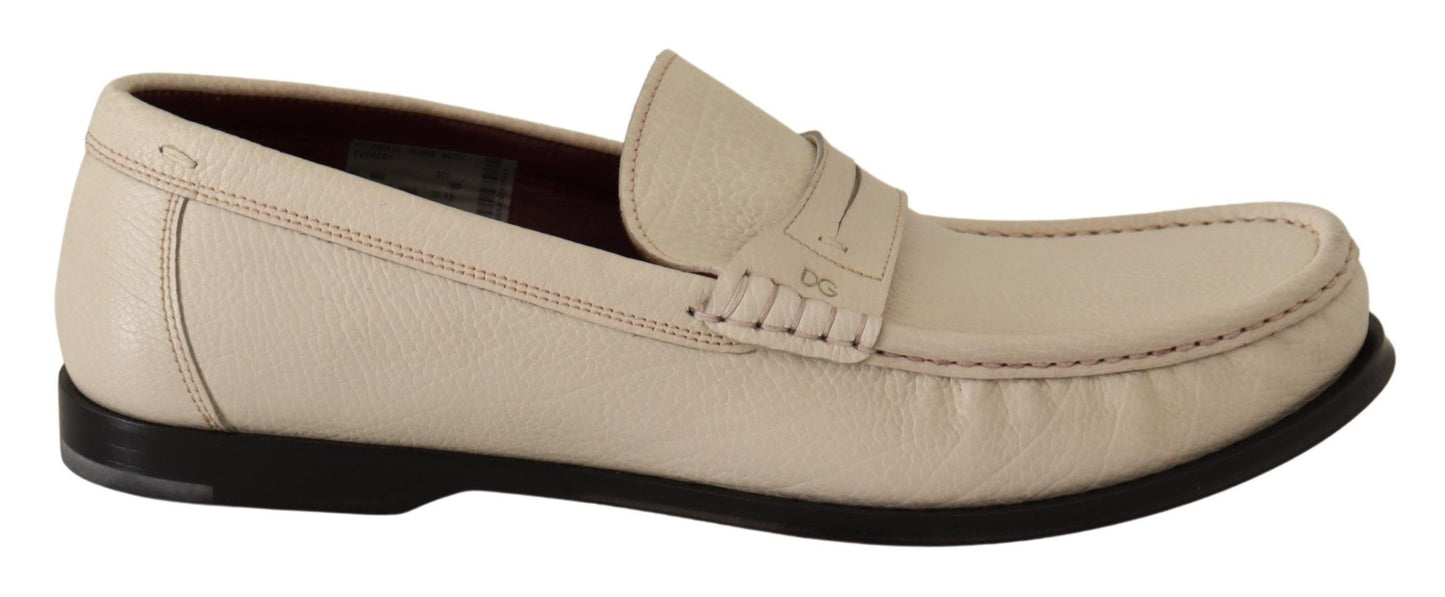 Elegant White Leather Loafers for Men