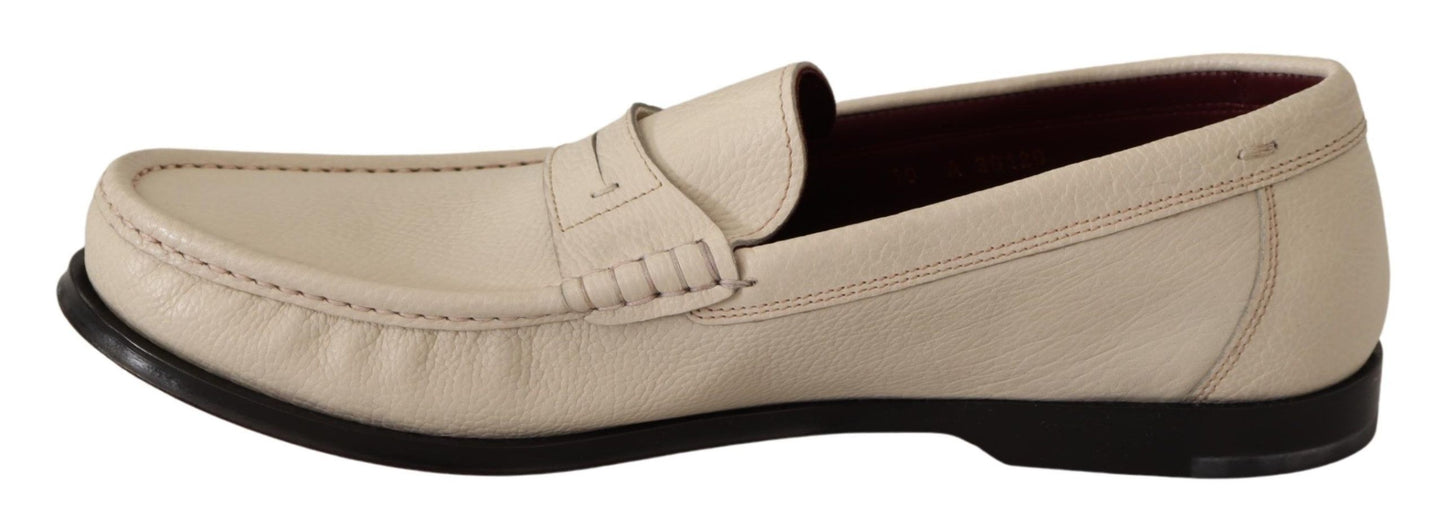 Elegant White Leather Loafers for Men