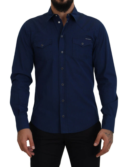 Elegant Slim Fit Denim Casual Shirt