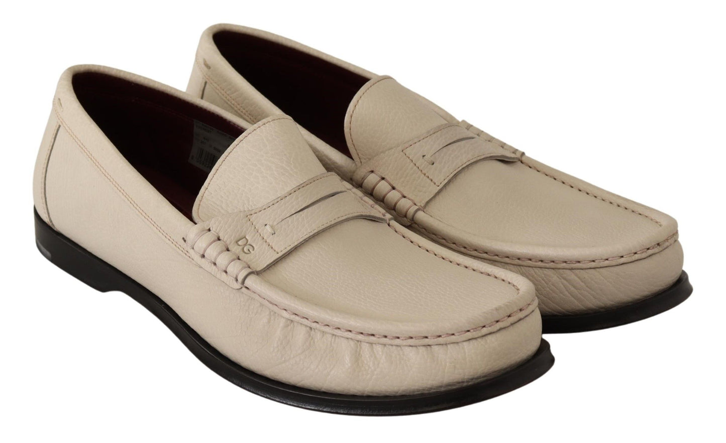 Elegant White Leather Loafers for Men