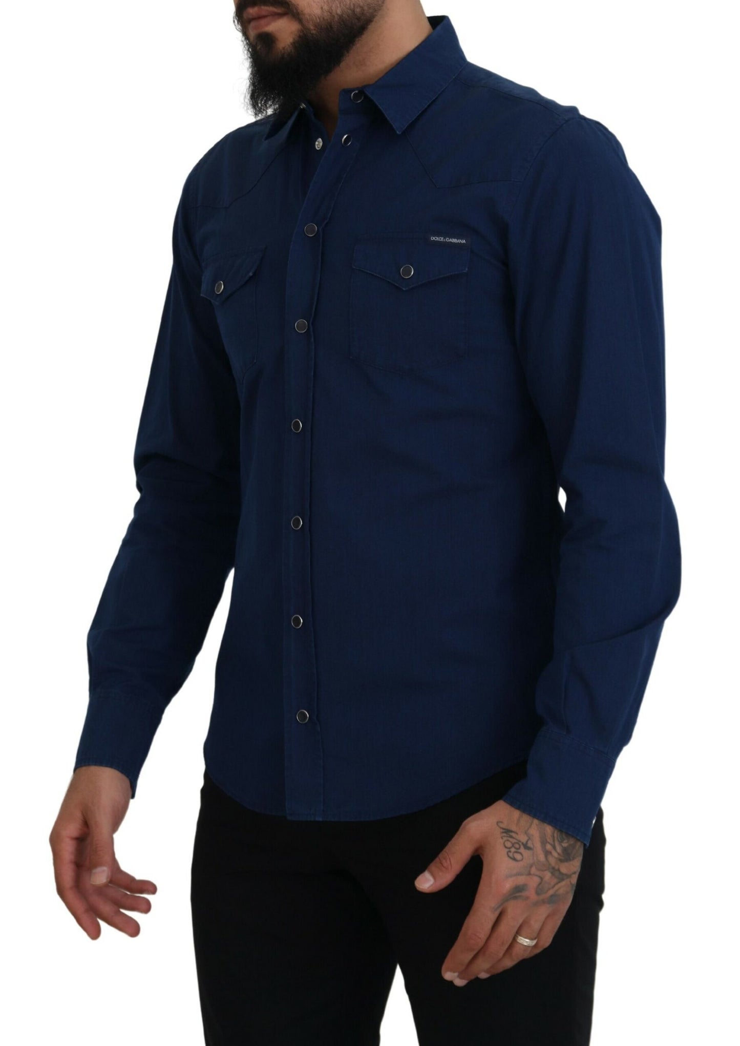 Elegant Slim Fit Denim Casual Shirt