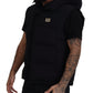 Sleek Black Hooded Short Sleeve Jacket