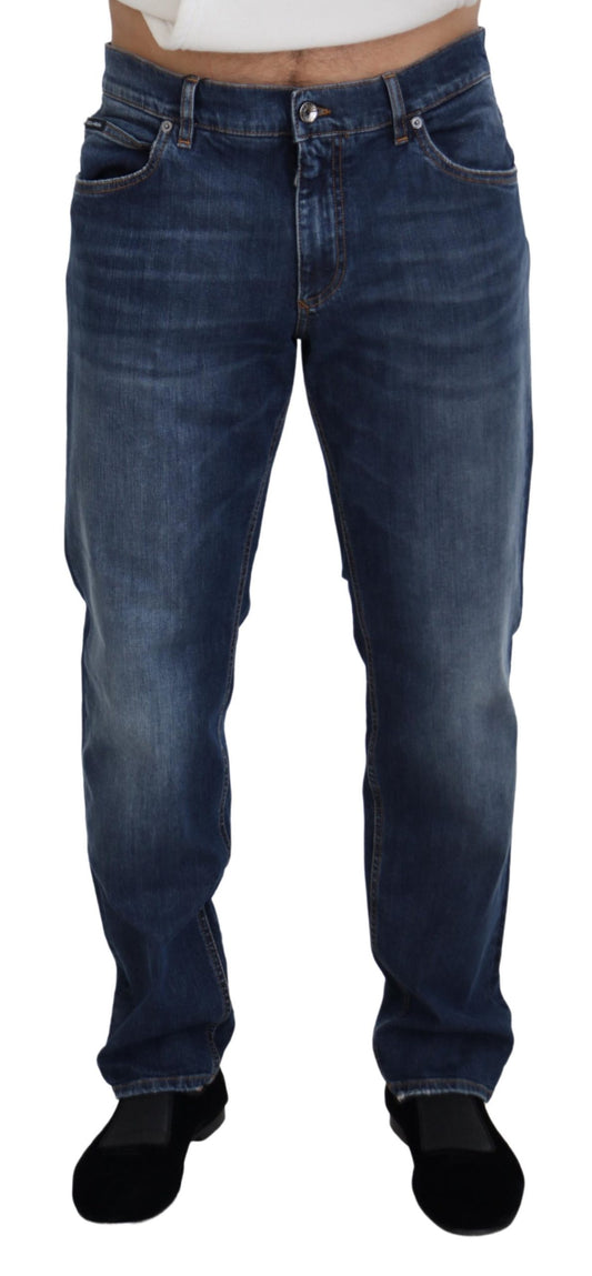 Blue Washed Cotton Casual Denim Jeans