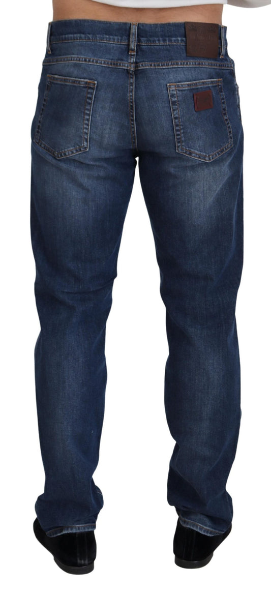 Blue Washed Cotton Casual Denim Jeans