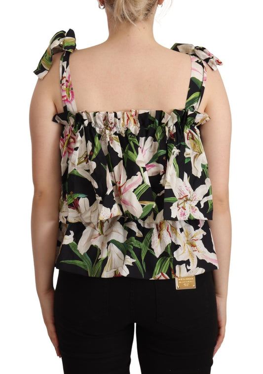 Elegant Sleeveless Floral Cotton Top