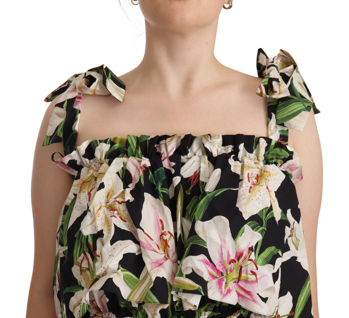 Elegant Sleeveless Floral Cotton Top