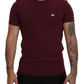 Maroon Cotton Crew Neck Casual Tee