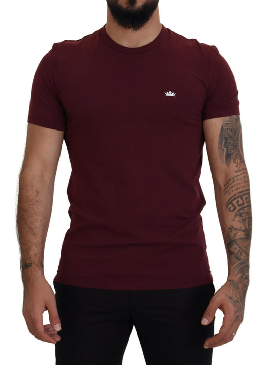 Maroon Cotton Crew Neck Casual Tee