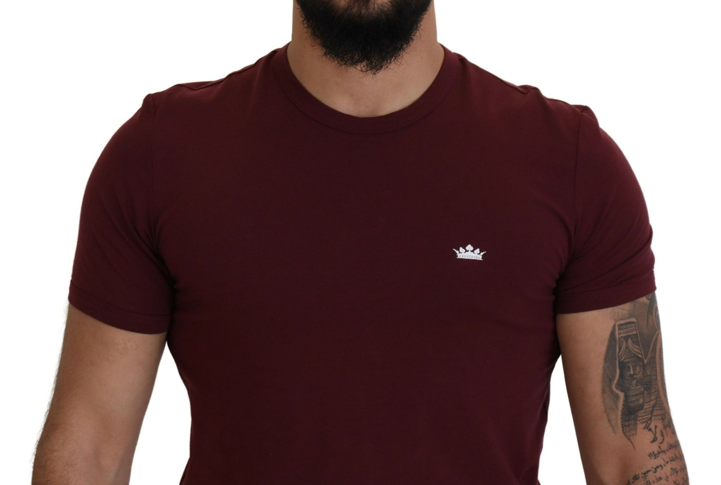 Maroon Cotton Crew Neck Casual Tee