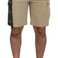 Beige Cotton Cargo Bermuda Shorts