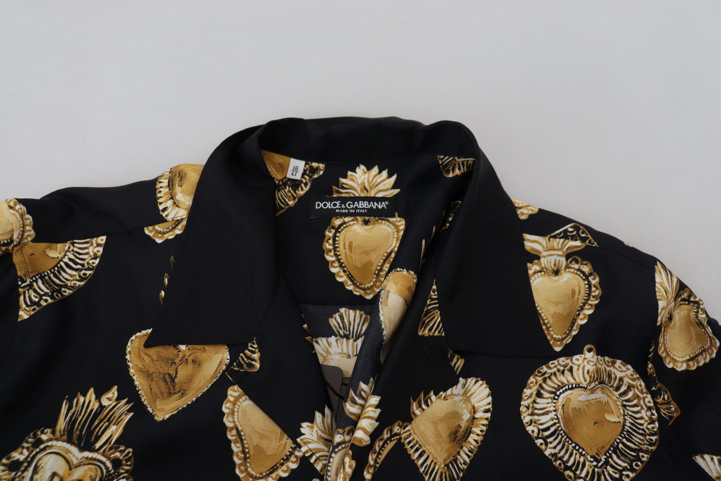 Elegant Silk Pajama Look Shirt with Gold Hearts