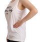 White Cotton Sleeveless Motive T-shirt