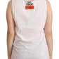 White Cotton Sleeveless Motive T-shirt