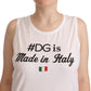 White Cotton Sleeveless Motive T-shirt