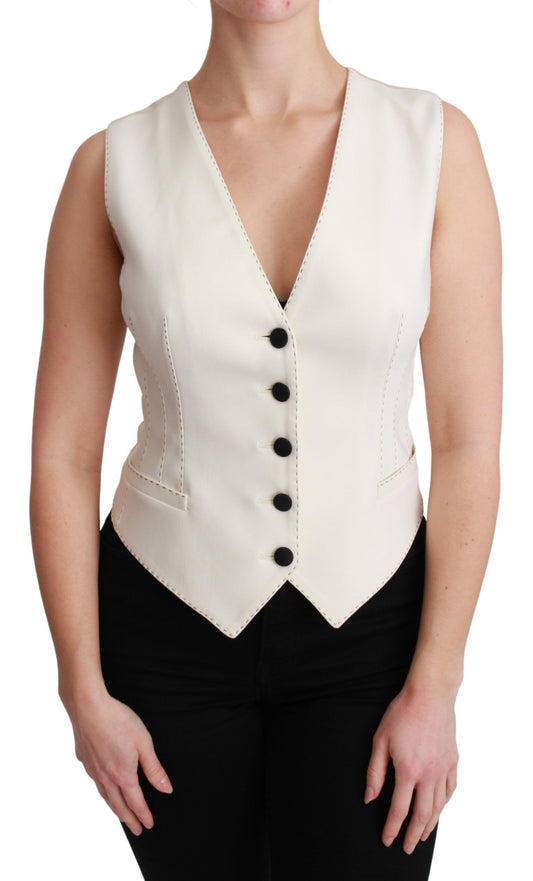 Elegant Sleeveless Wool-Silk Blend Vest