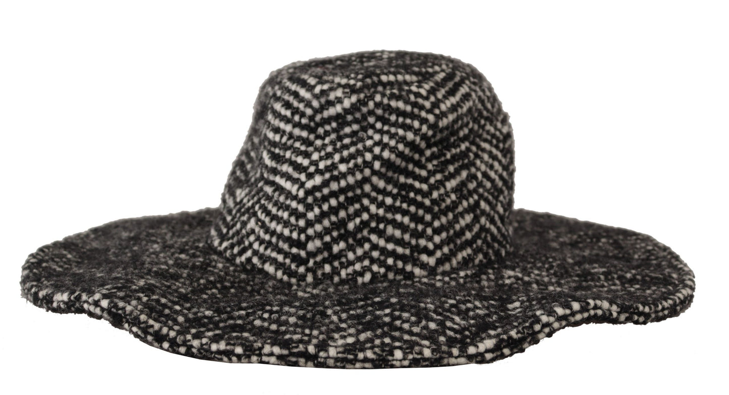 Elegant Black & White Wide Brim Hat