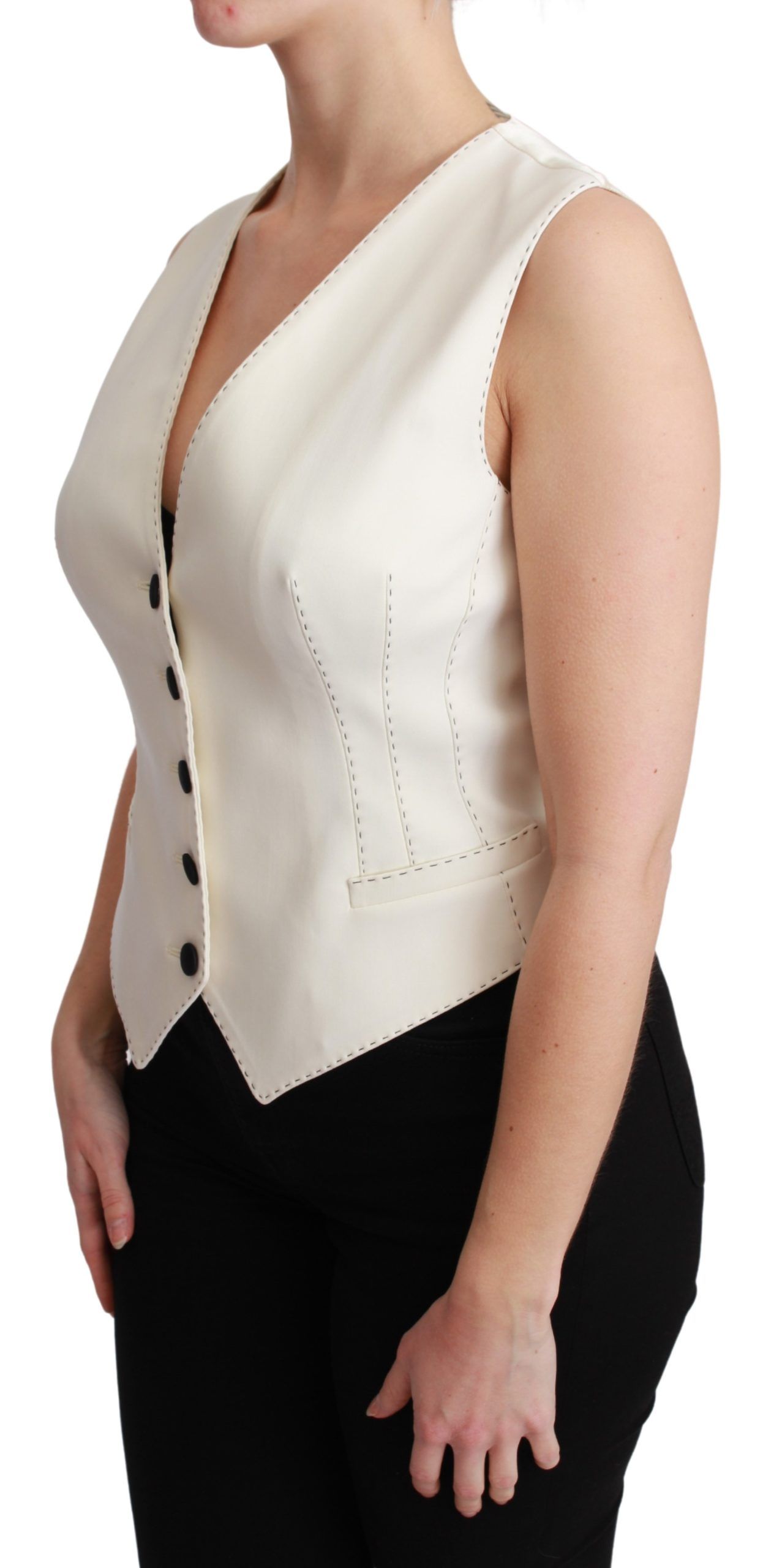 Elegant Sleeveless Wool-Silk Blend Vest