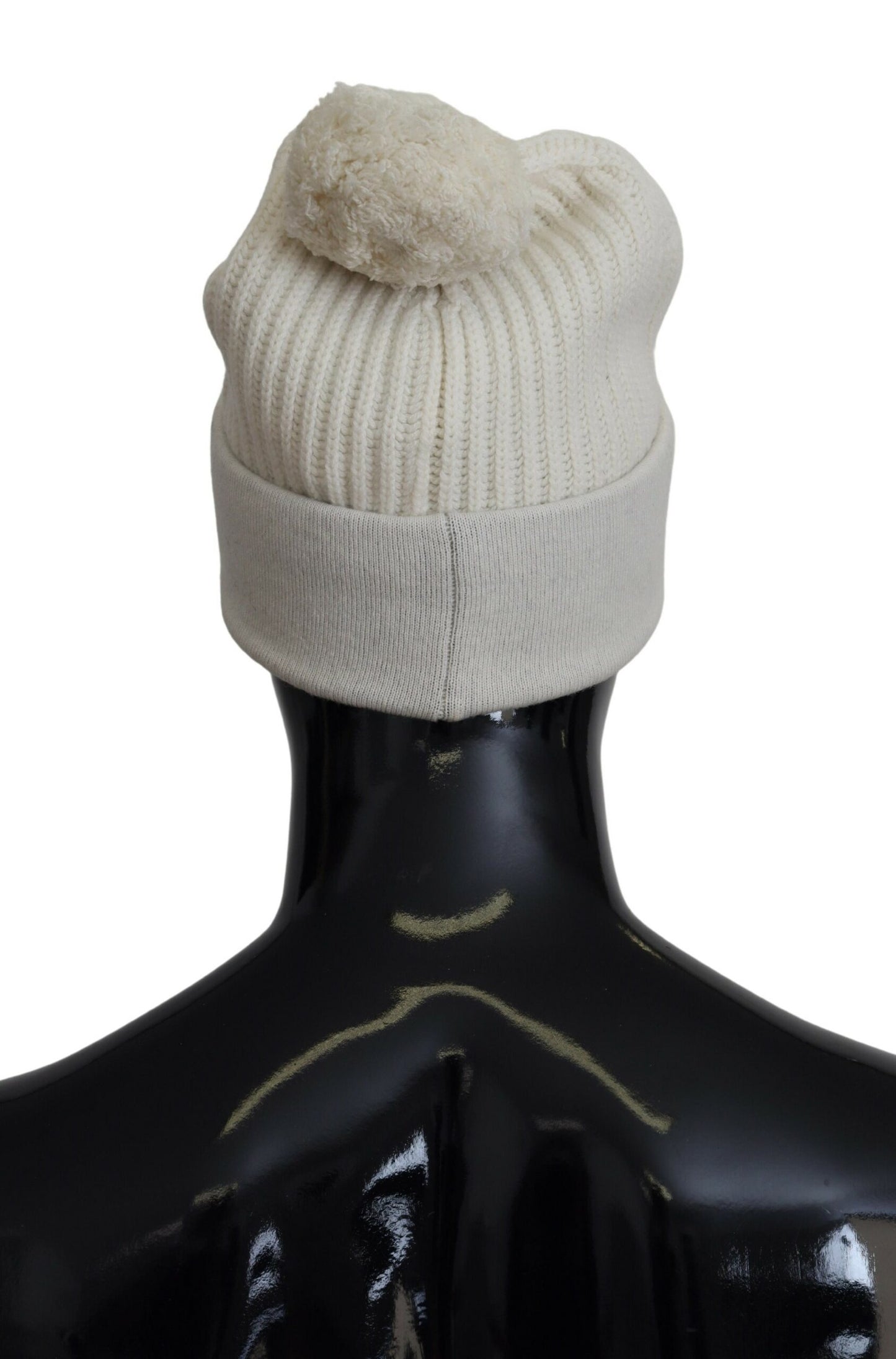 Elegant White Cashmere Beanie Hat