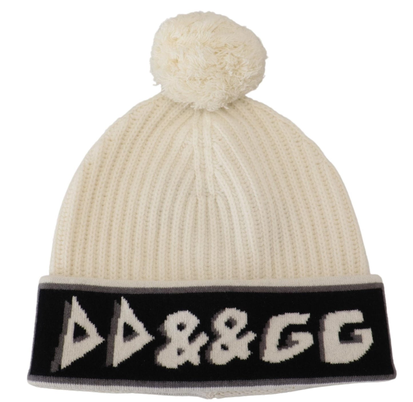 Elegant White Cashmere Beanie Hat