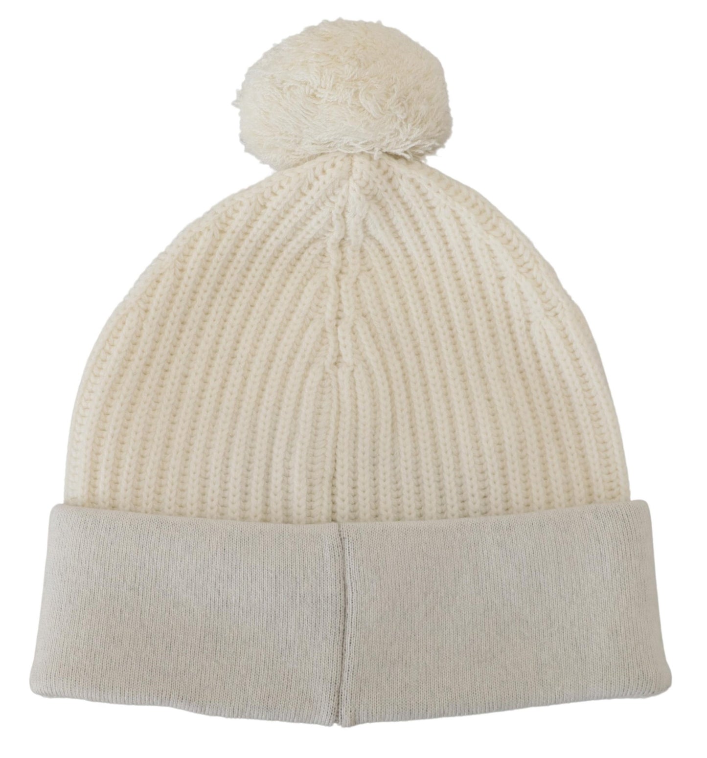 Elegant White Cashmere Beanie Hat