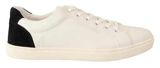 Elegant White Leather & Black Suede Sneakers