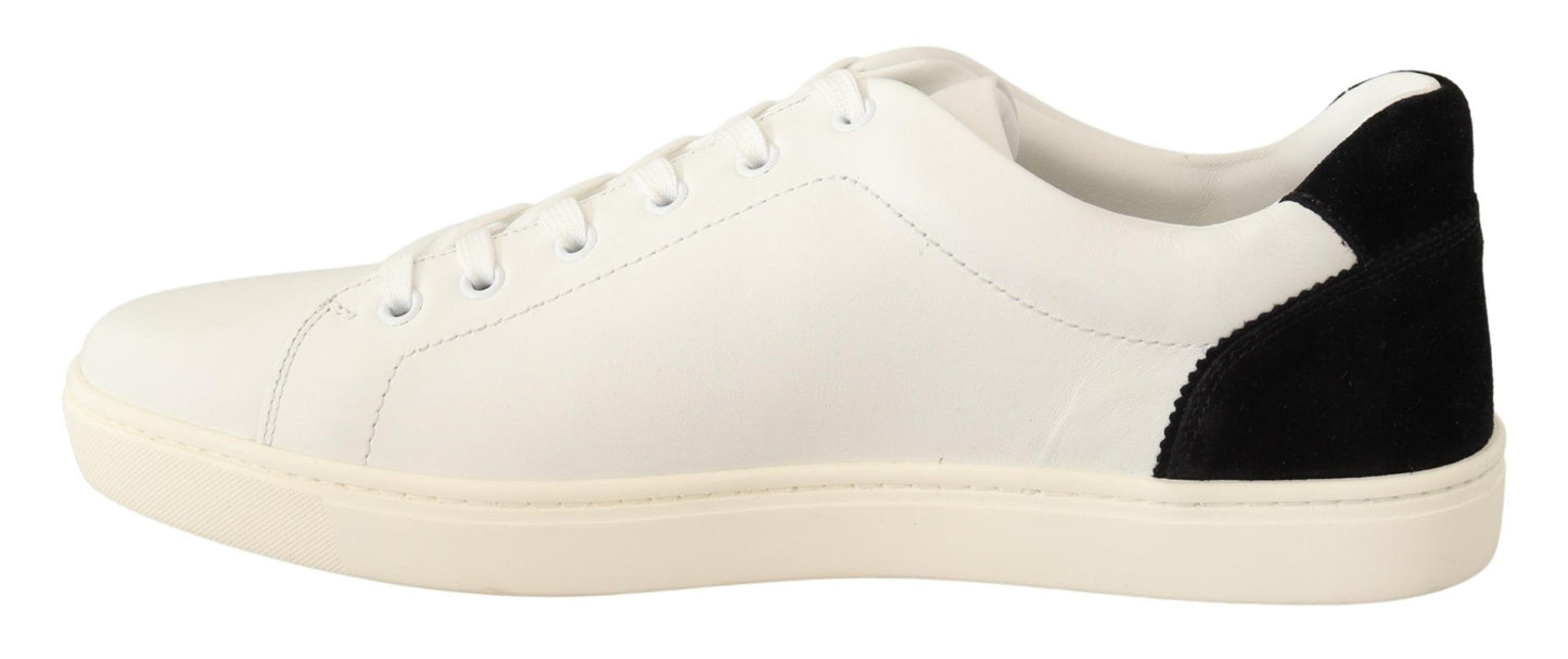 Elegant White Leather & Black Suede Sneakers