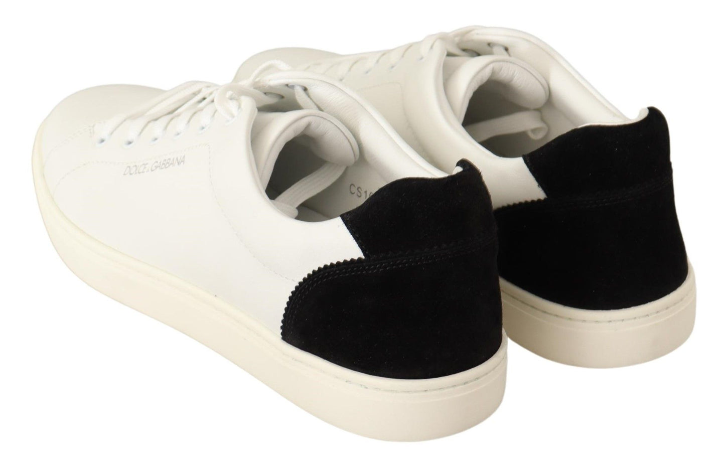 Elegant White Leather & Black Suede Sneakers