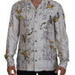Elegant Silk Bird Print Casual Shirt