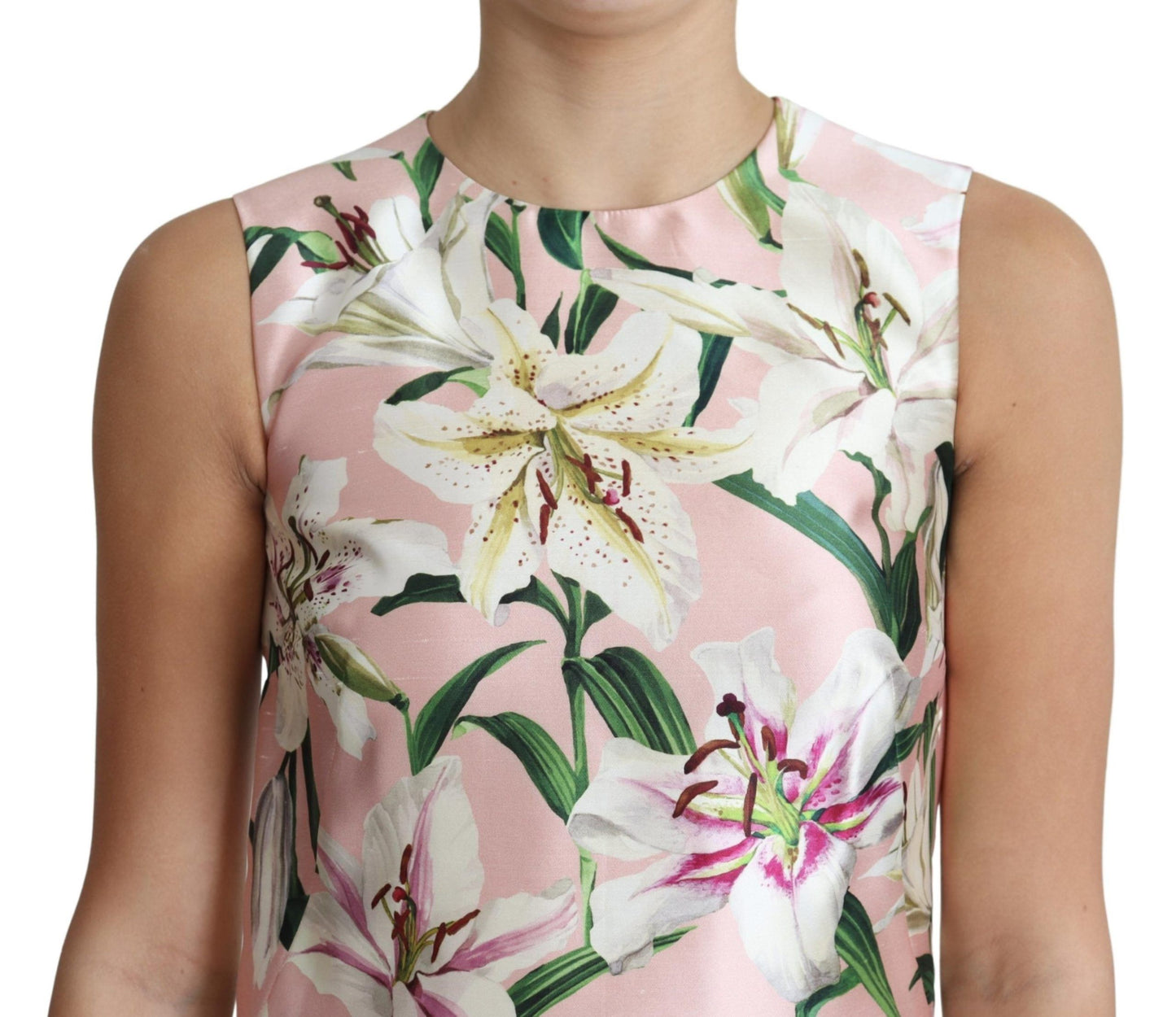 Floral A-Line Mini Silk Dress in Pink