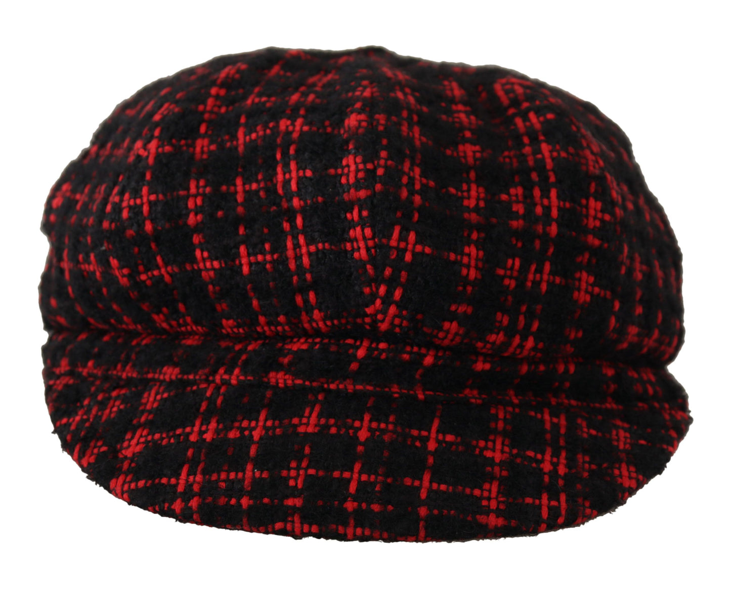 Elegant Tweed Newsboy Cap in Red & Black