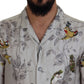Elegant Silk Bird Print Casual Shirt