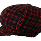 Elegant Tweed Newsboy Cap in Red & Black