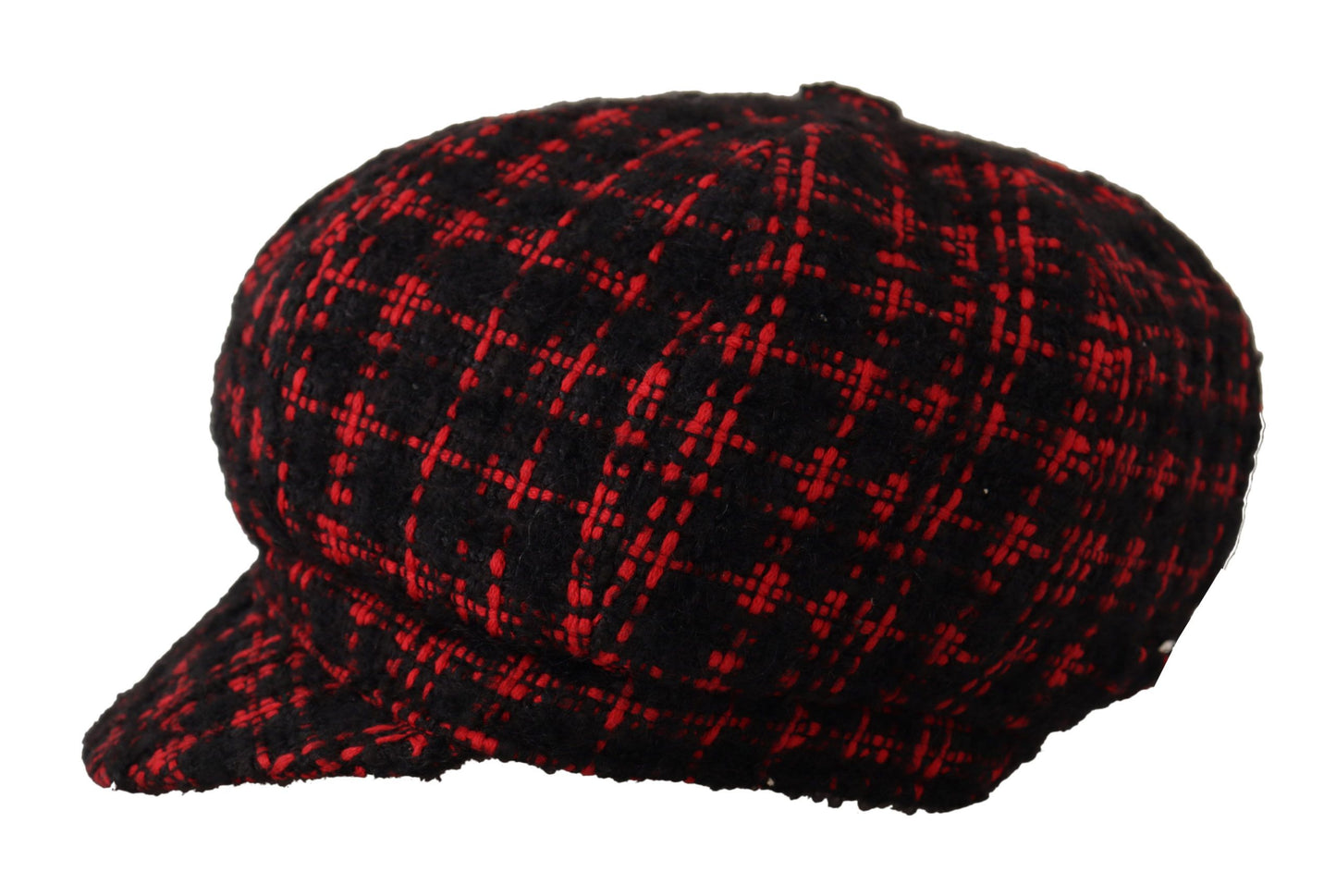 Elegant Tweed Newsboy Cap in Red & Black