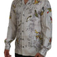 Elegant Silk Bird Print Casual Shirt