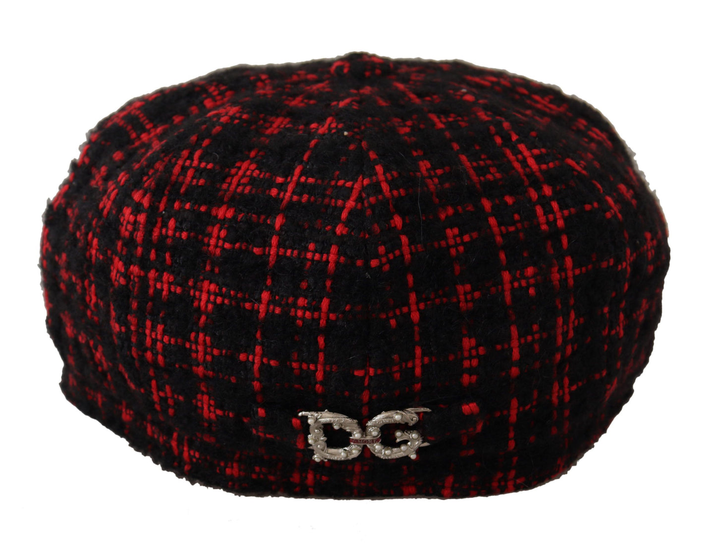 Elegant Tweed Newsboy Cap in Red & Black