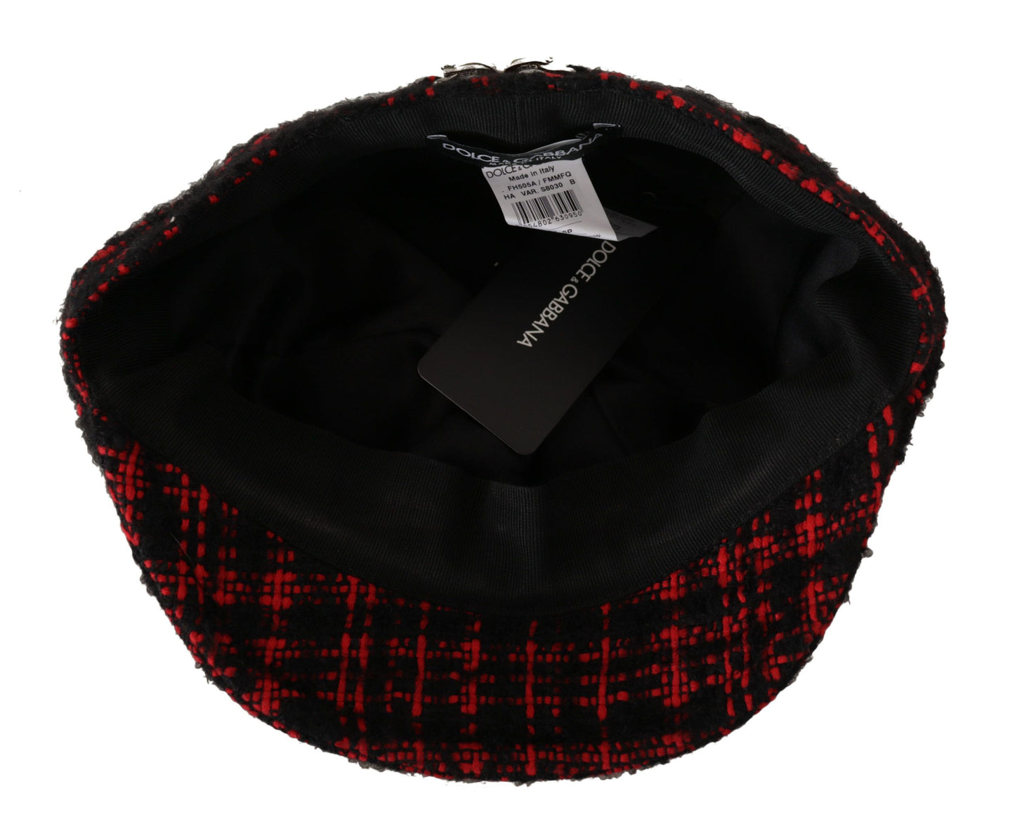 Elegant Tweed Newsboy Cap in Red & Black