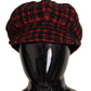 Elegant Tweed Newsboy Cap in Red & Black