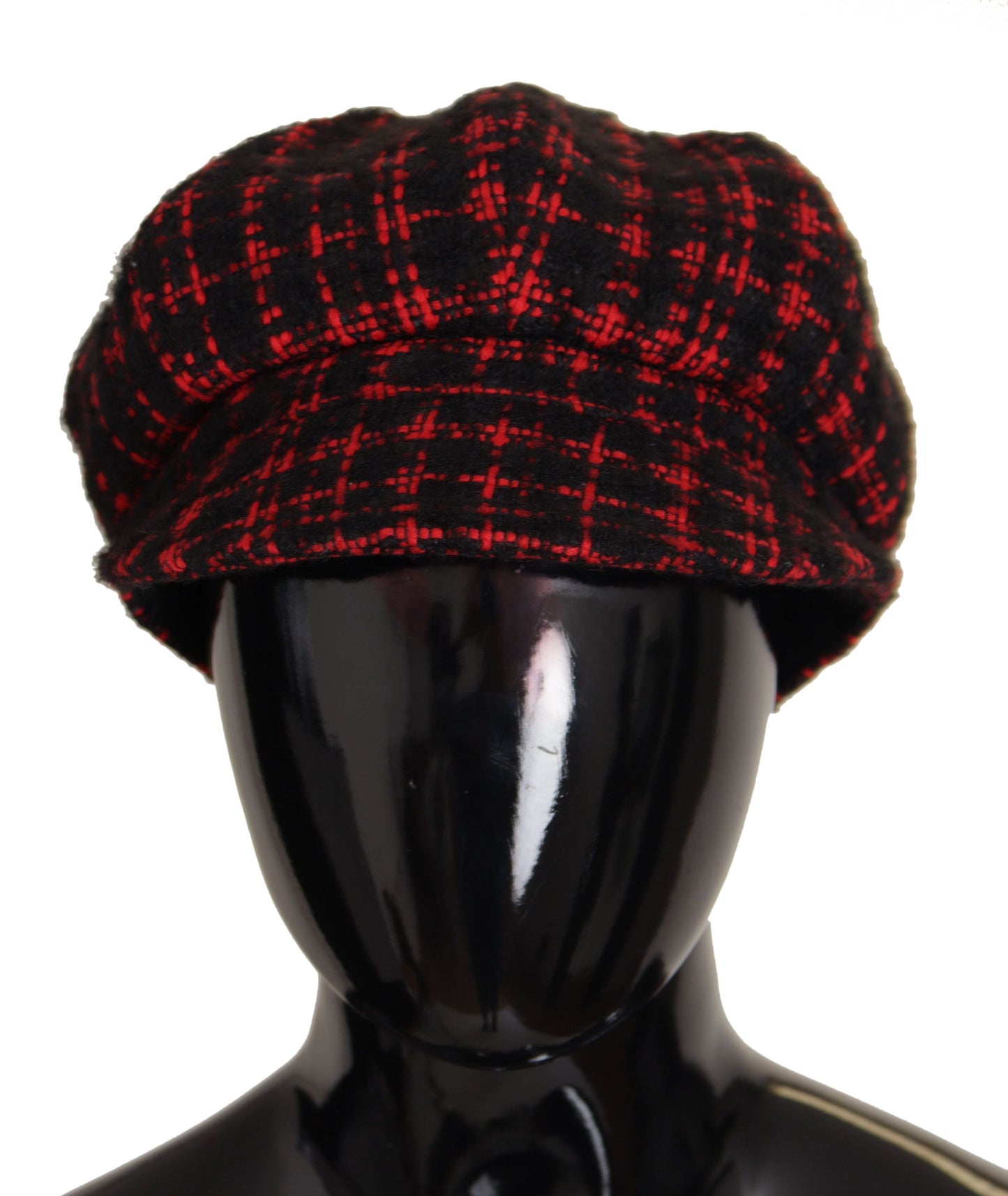 Elegant Tweed Newsboy Cap in Red & Black
