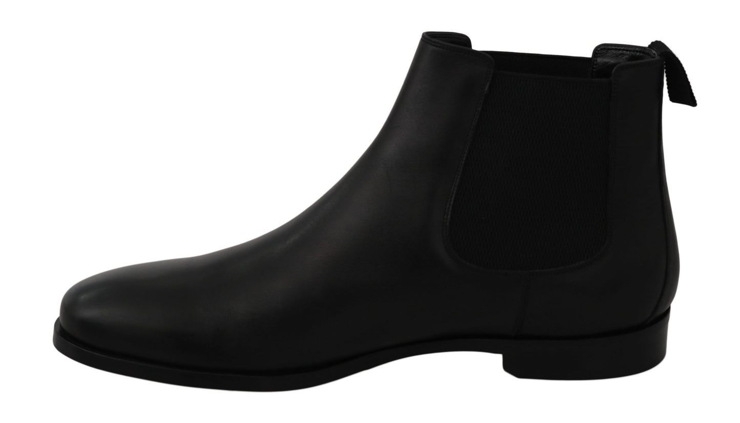 Elegant Black Derby Leather Boots