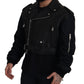 Black Polyester Biker Coat Zipper Jacket
