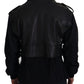Black Polyester Biker Coat Zipper Jacket