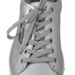 Elegant Metallic Silver Leather Sneakers