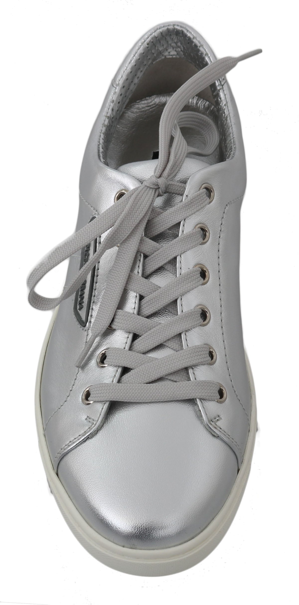 Elegant Metallic Silver Leather Sneakers