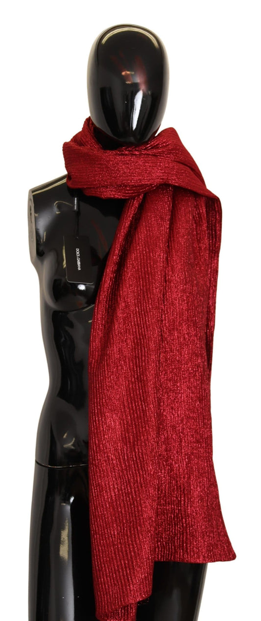 Elegant Metallic Red Wool Silk Scarf