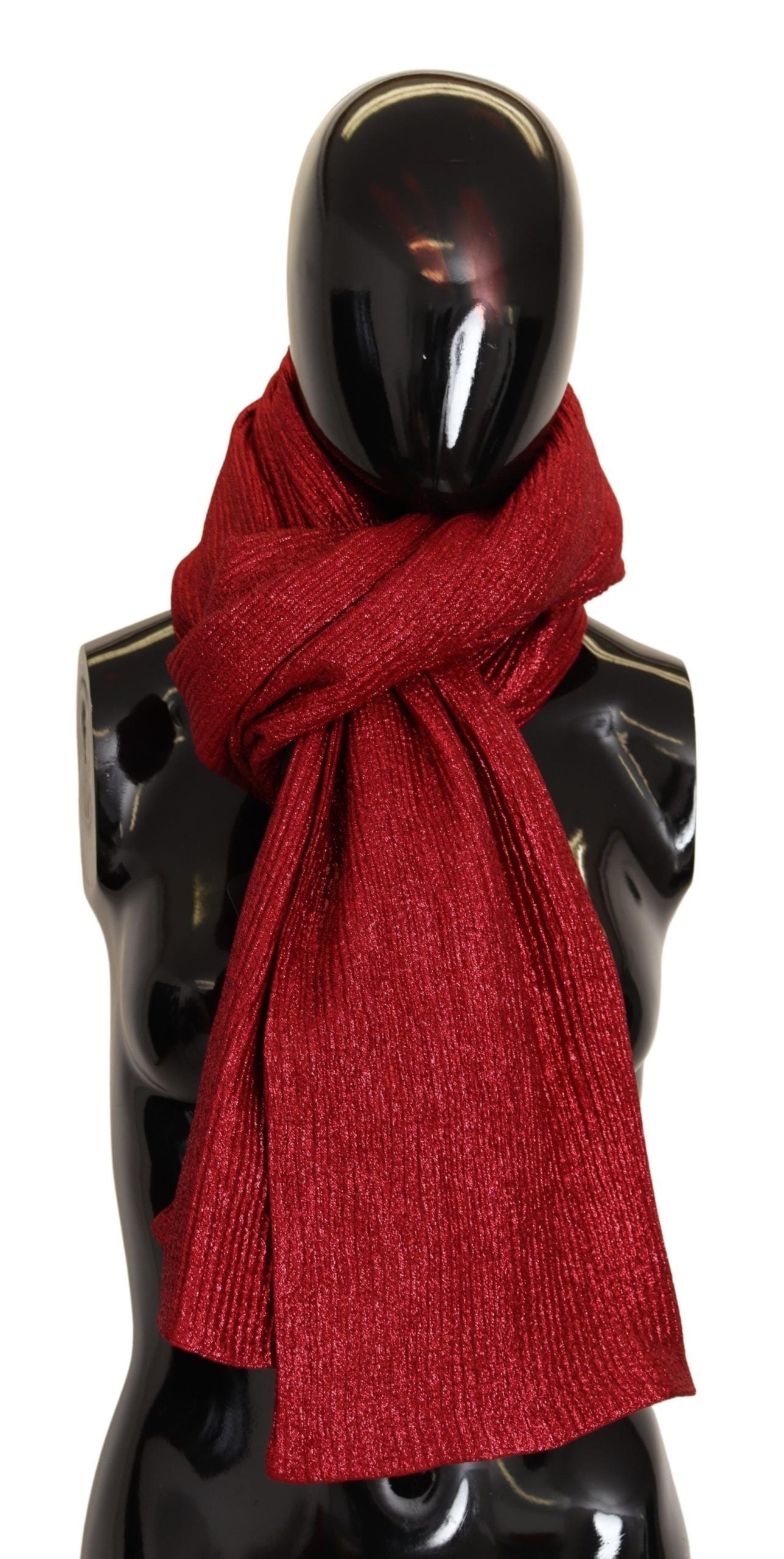 Elegant Metallic Red Wool Silk Scarf